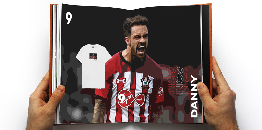 look book spread featuring an image of footballer Danny Ings