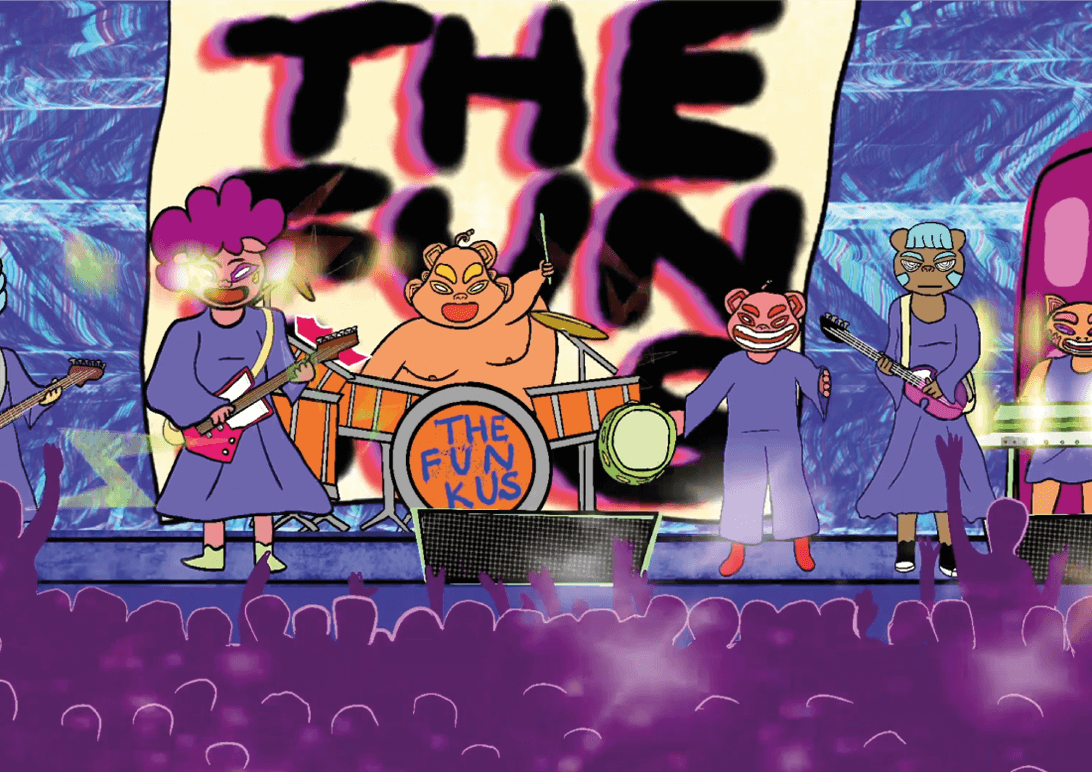 illustration of the fun kus band performing