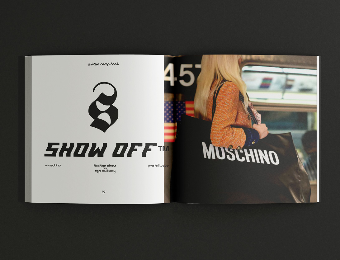 mock-up of publication spread featuring type, image and photography