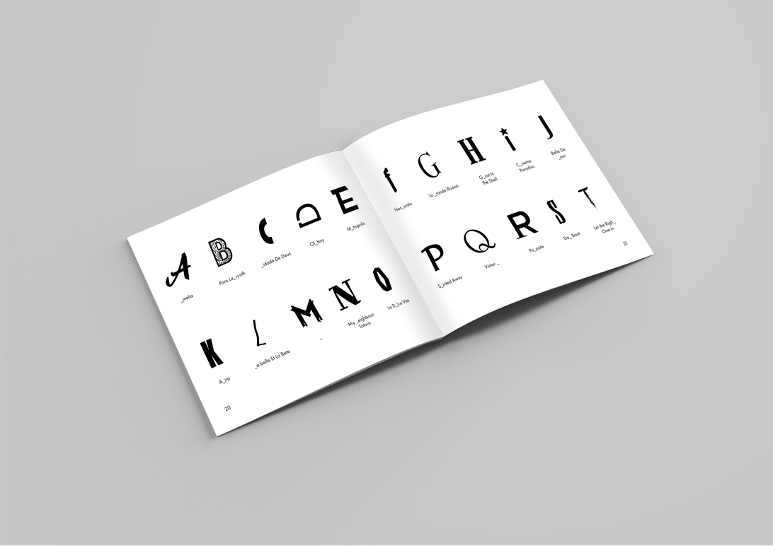 publication spread featuring typeface specimen pages