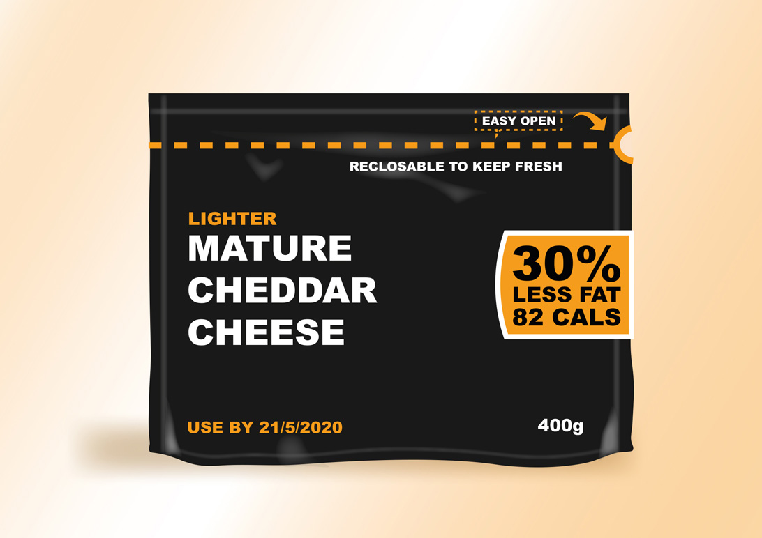 mock-up of design for packaging cheese
