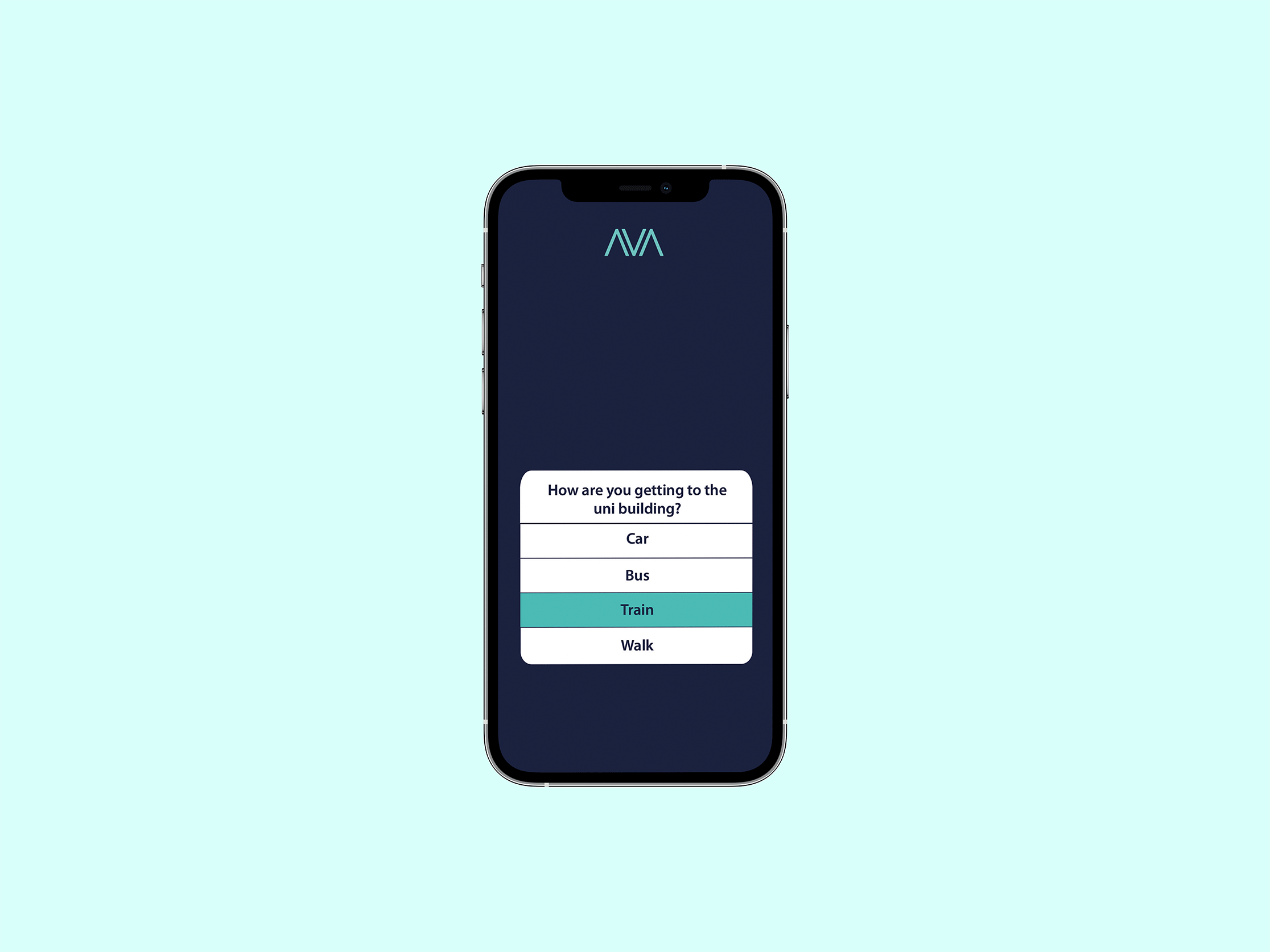 Mock-ups presenting a mobile app screen design, travel option menu