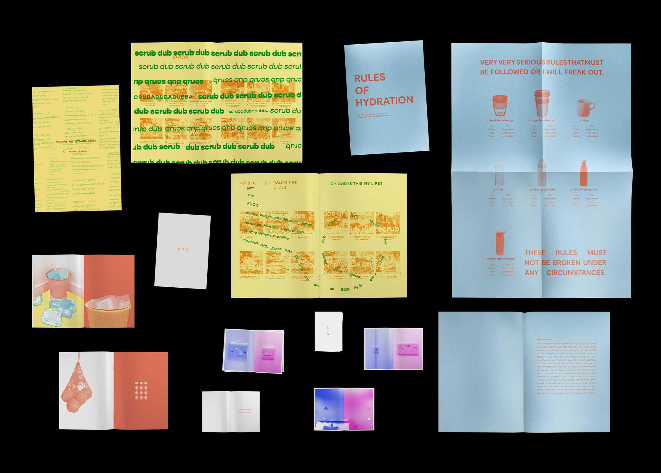 Visual display of a collection of risograph printed publications