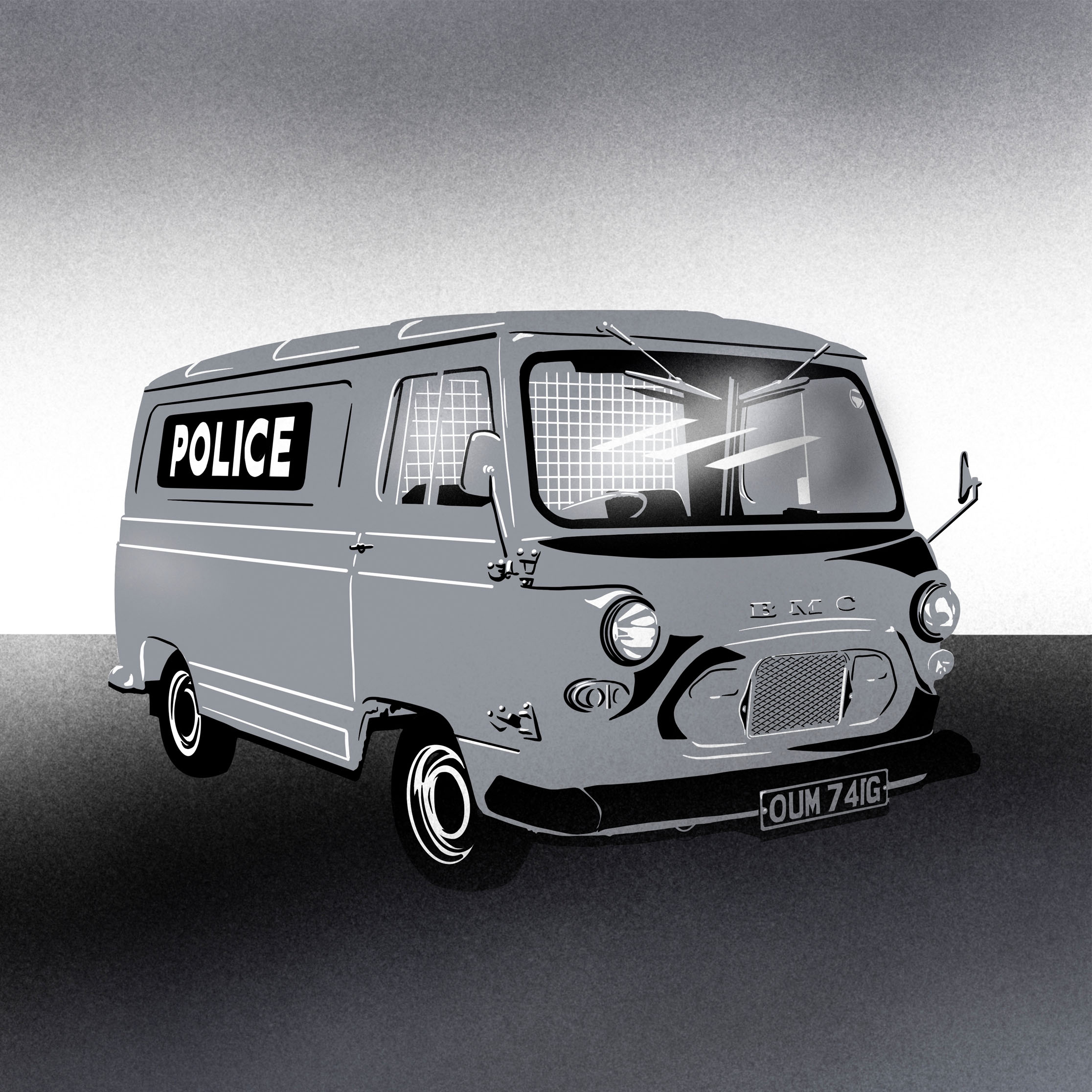 Illustration artwork of a police van