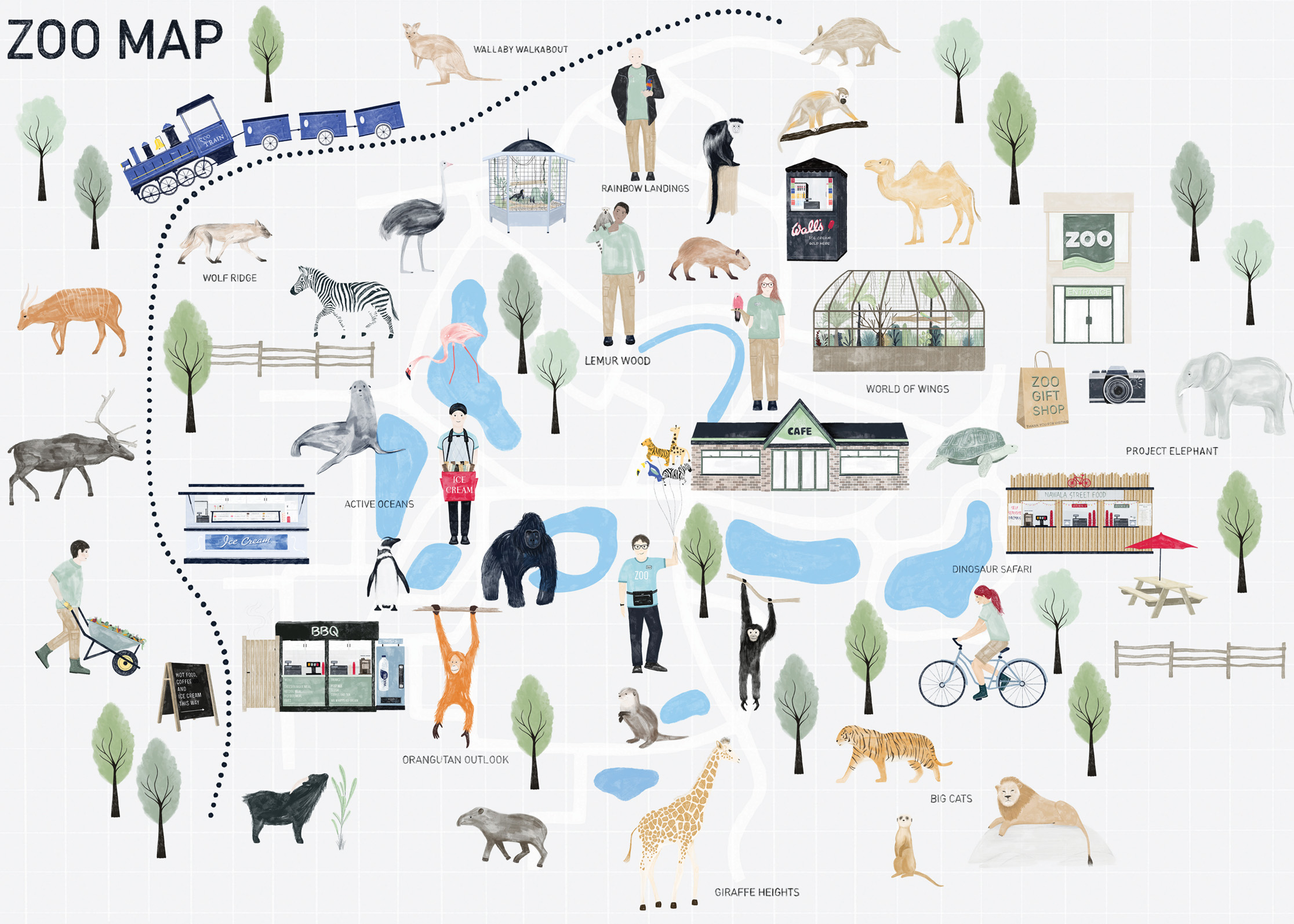 Zoo map illustration artwork