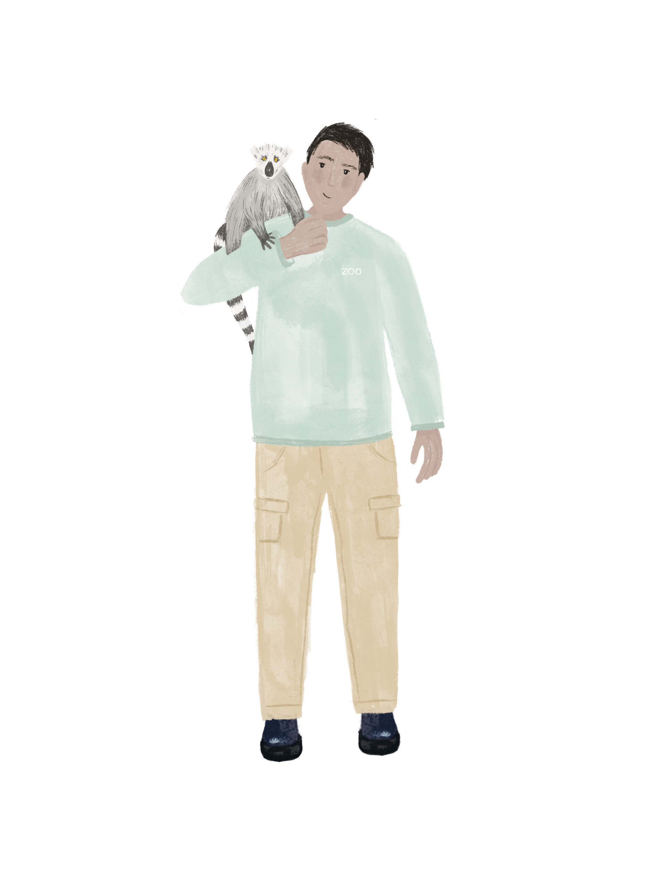 Illustration artwork of a man with an animal