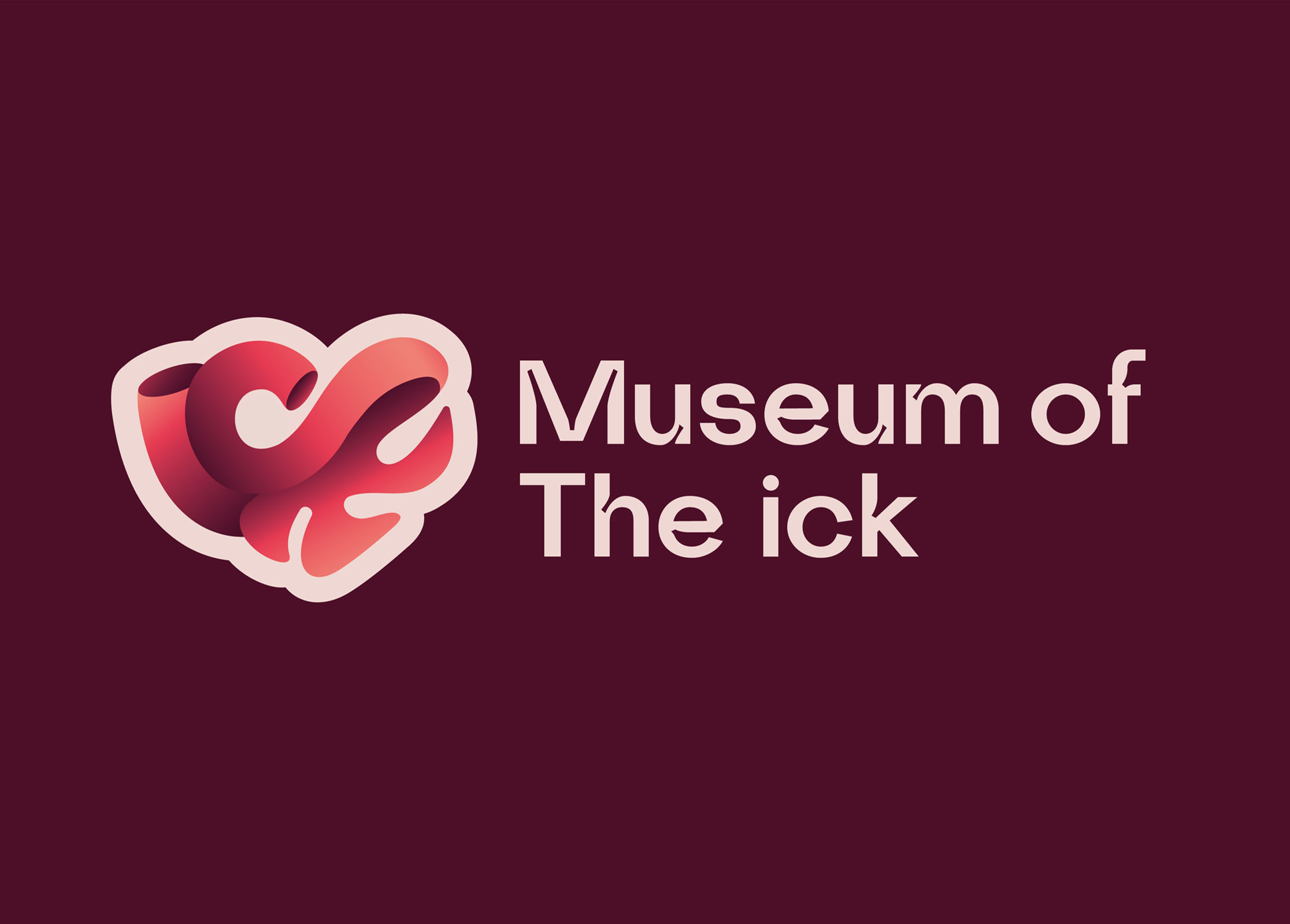 Logo design featuring an illustration of the word "ick" in the shape of a heart 