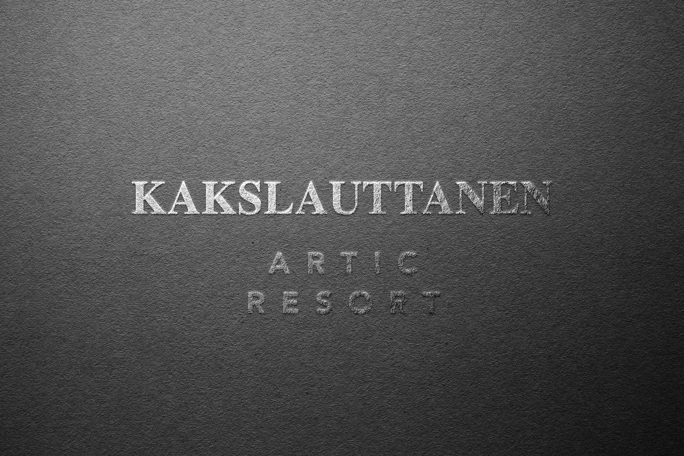 Logo design featuring embossed wordmark, Kakslauttanen and the strapline, Arctic Resort
