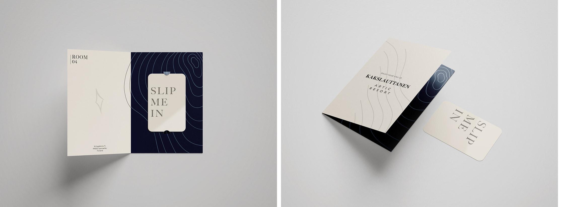 Mock-up visual identity applied to hotel room swipe card holder