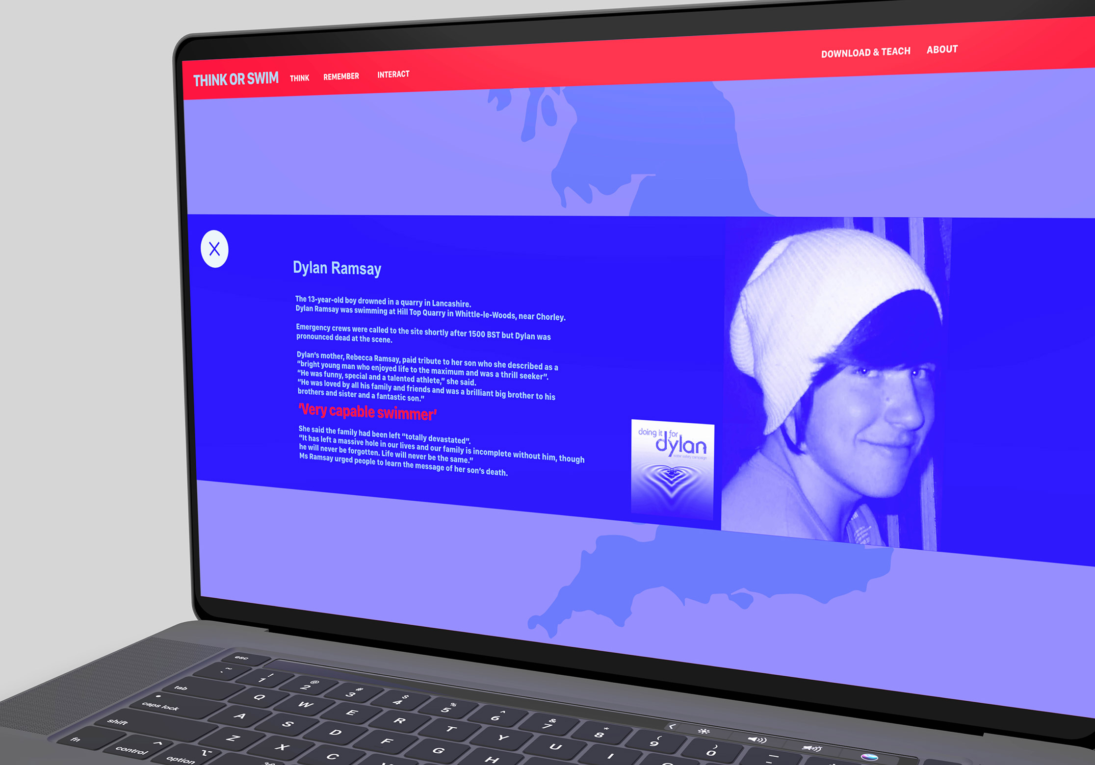 Mock-up presenting screen design for website