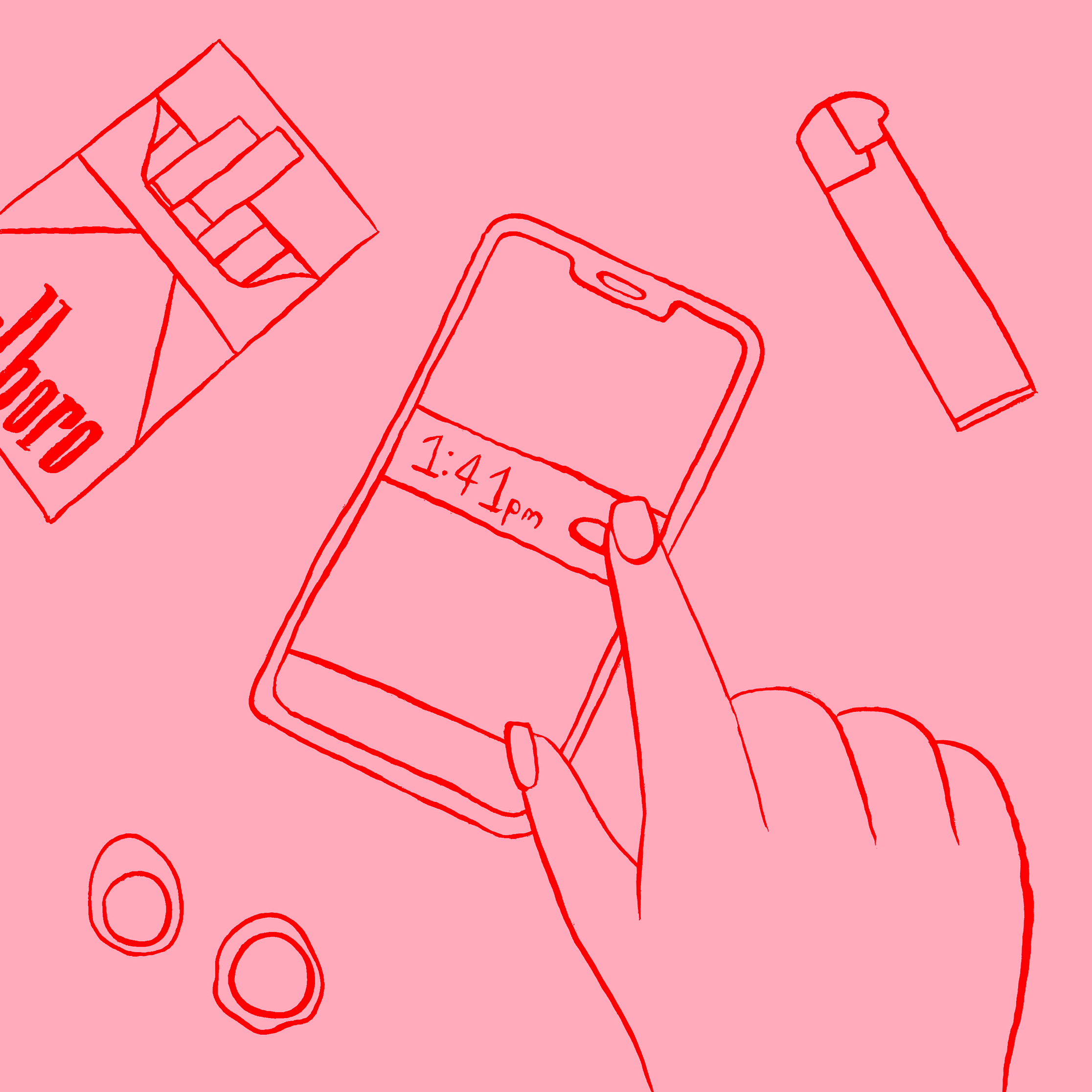 Illustration artwork of a hand interacting with a mobile screen