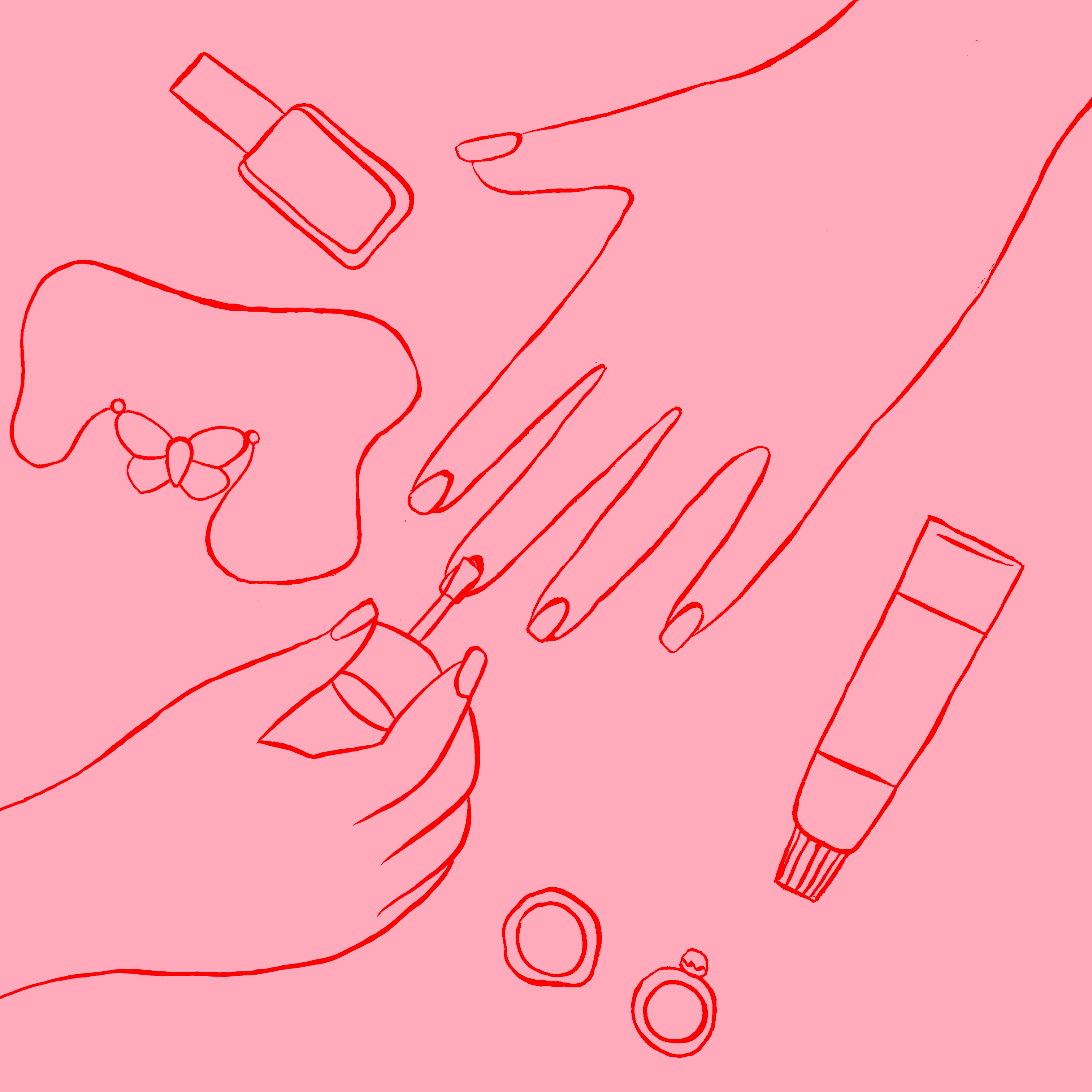 Illustration artwork of applying nail varnish