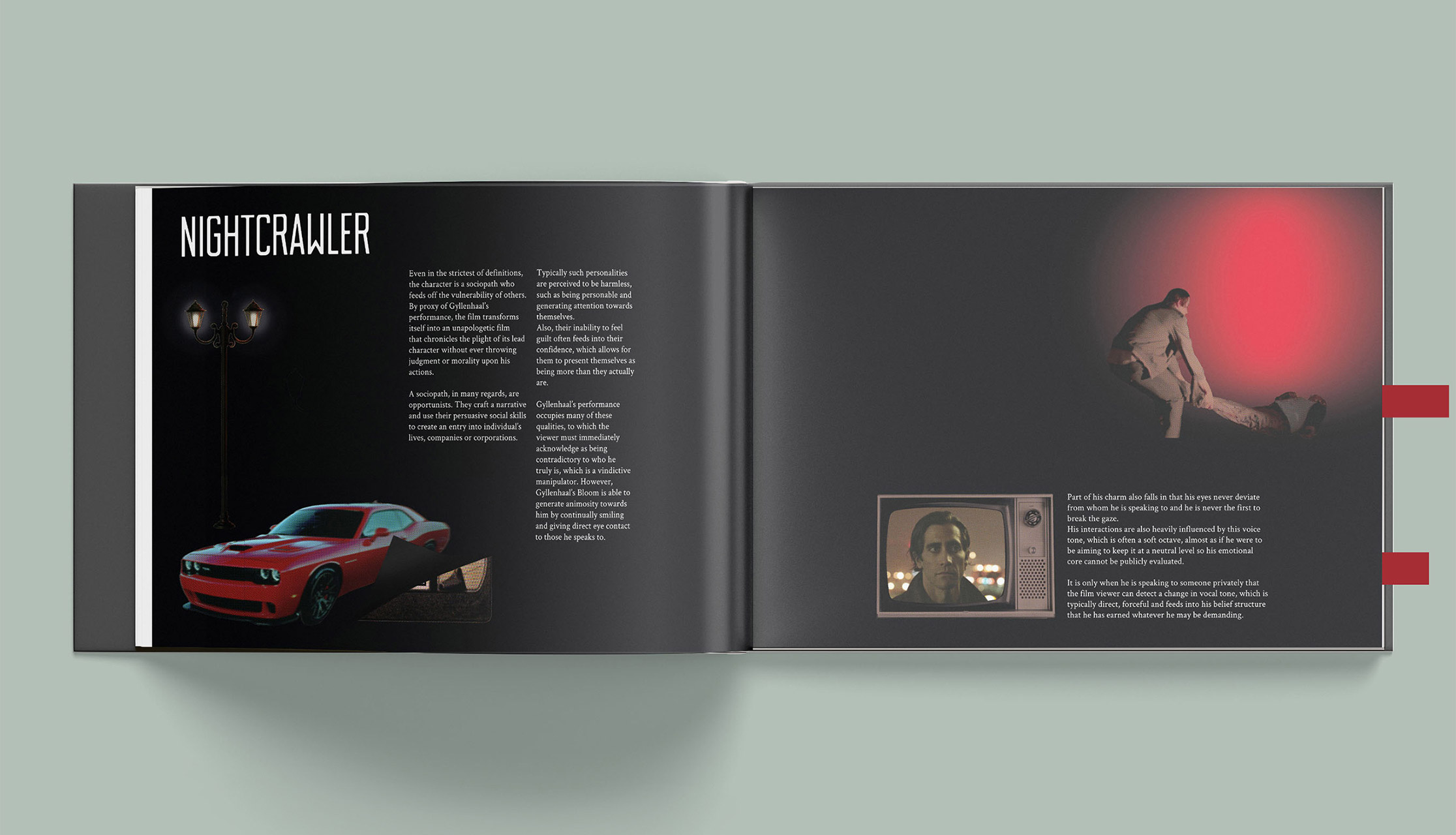 Mock-up of interactive spread for the film, Nightcrawler